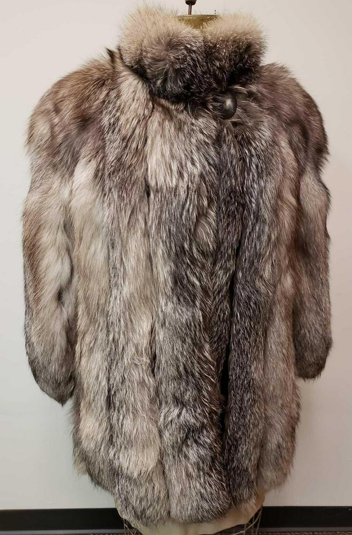 Mid Length Silver Fox Fur Coat (1 of 8)