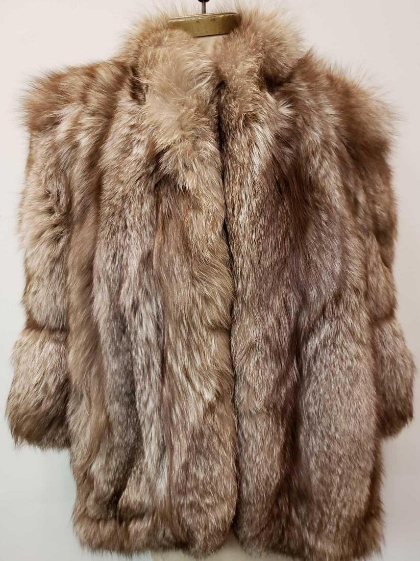 Mid Length Reddish Gray Fox Fur Coat (1 of 5)