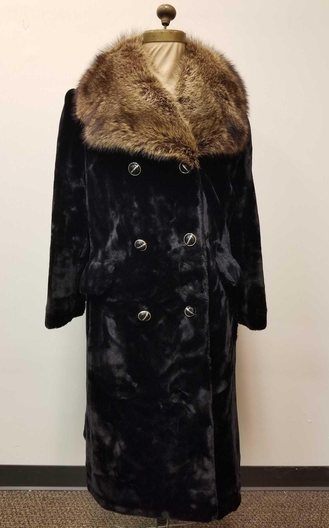 Full Length Black Shearling Trench with Fox Collar by (1 of 10)