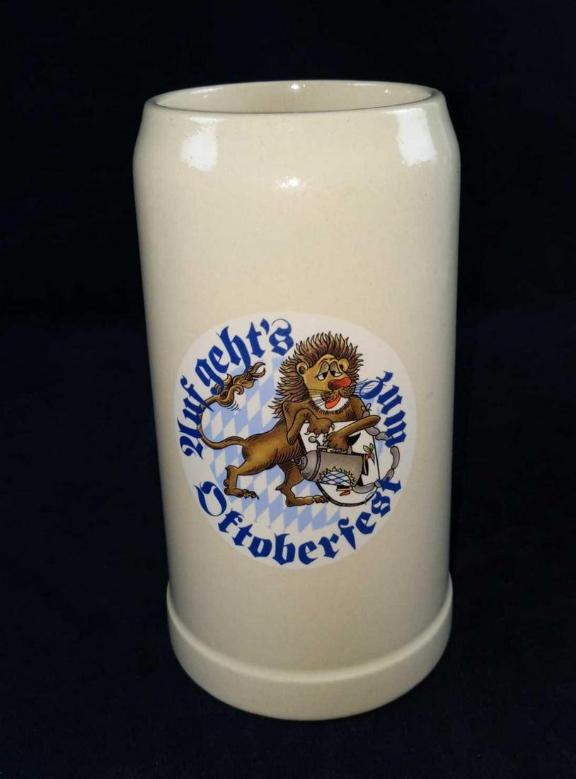Vintage West Germany Ceramic Gerz Stein Drunk Lion: Here is a rather sturdy ceramic stein for drinking only the best of German beers. Ceramic stein was made by the Gerz company in West Germany. This Oktoberfest stein shows a lion who had just a little 