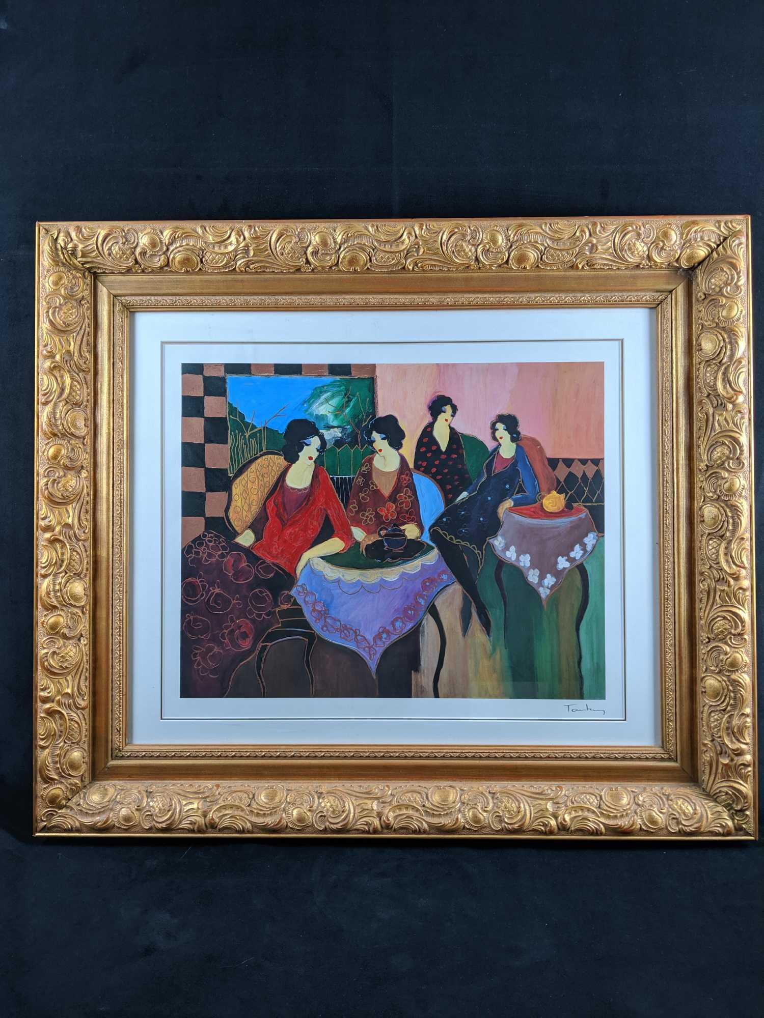 Itzchak Tarkay "Two by Two" Lithograph: Itzchak Tarkay lithograph titled â€œTwo by Two”. This is a Lithograph with silkscreen, the silk screening process gives it depth, making it look like real brush strokes. Print is signed in p