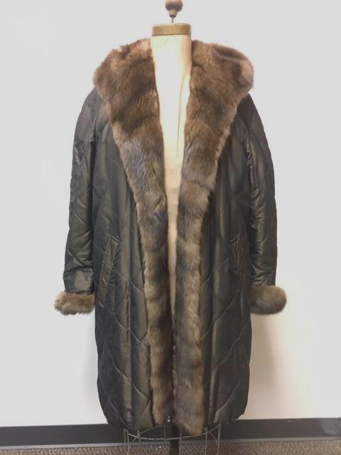 Nylon Quilted Full Length Wrap Style Coat with Fisher (1 of 10)