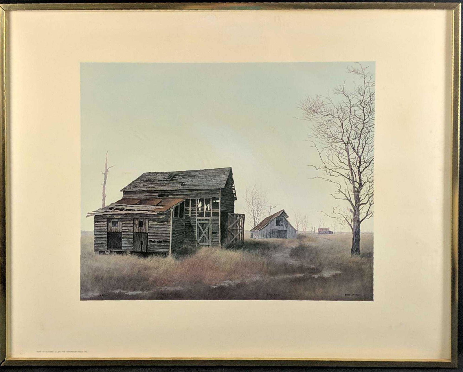 Framed Signed Herb Jones Litho Road To Nowhere: Framed Signed Herb Jones Lithograph "Road To Nowhere" From 1971. Framed print is approx 28 1/2" x 1" x 22 1/2". Print is approx 18" x 15". The framed print is in good, vintage condition with some mark