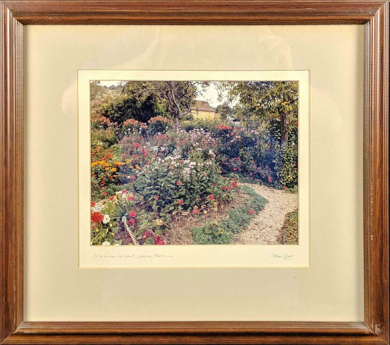 Framed Alan King Photo Of Stourhead Wiltshire: Here is a photo of the famous 'Maison de Claude Monet' or House of Claude Monet in Giverny, France. This photo focuses mainly on his gardens. The photo was taken by Alan King and is signed by the arti