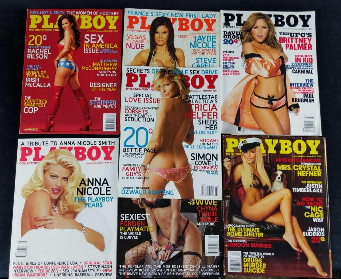 7 Playboy Magazines Anna Nicole Smith: This lot includes: (1) May 2007. Anna Nicole: The Playboy Years. (1) April 2007. The Women Of WWE. Chyna, Torrie And Sable. (1) February 2007. Tricia Helfer. Bette Page. (1) July 2011. Crystal Hefner