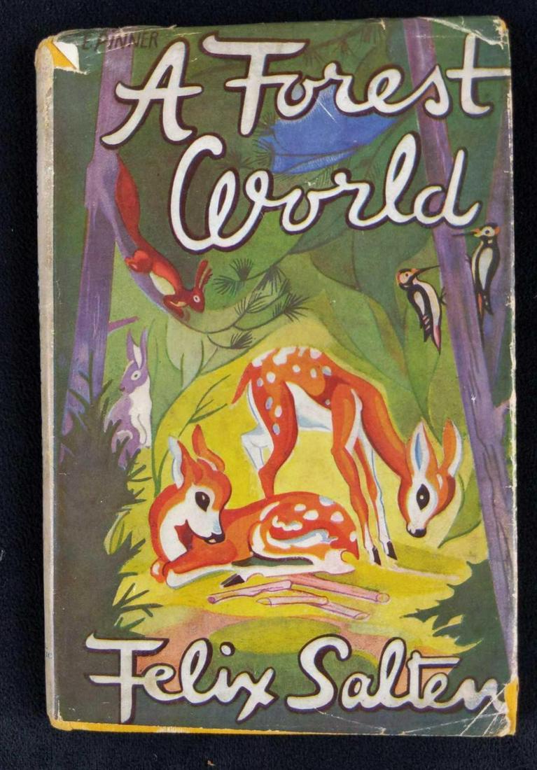 Vintage A Forest World Book Felix Salten Bambi: "A Forest World" by Felix Salten hardcover. Published by Transatlantic Arts Co in 1943. Book is approx 5" x 7 1/2". Book is in good, vintage condition with some shelf-wearing on the dust jacket and li
