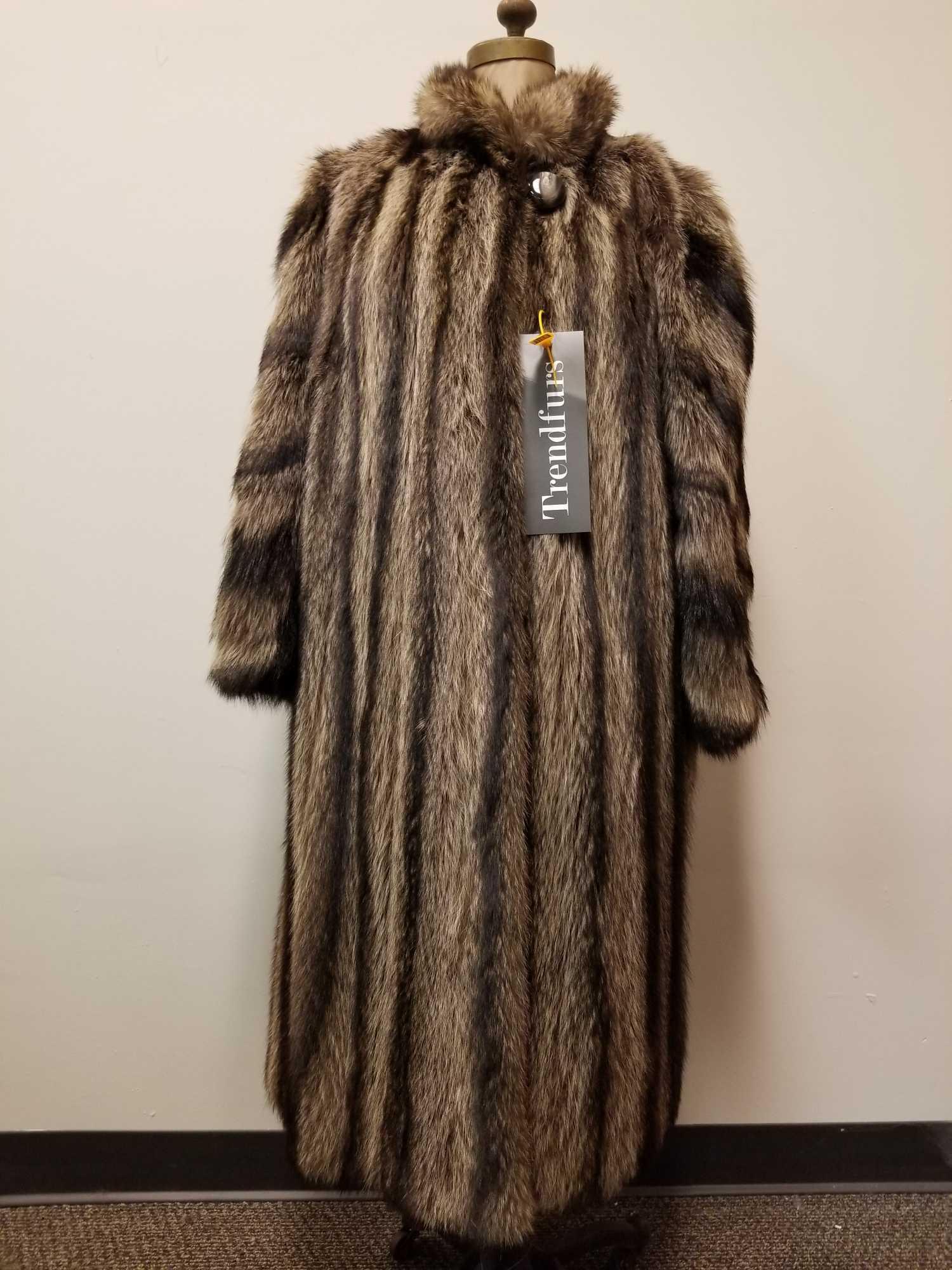 Long Silver Racoon Fur Coat Full Length From Germany (1 of 7)
