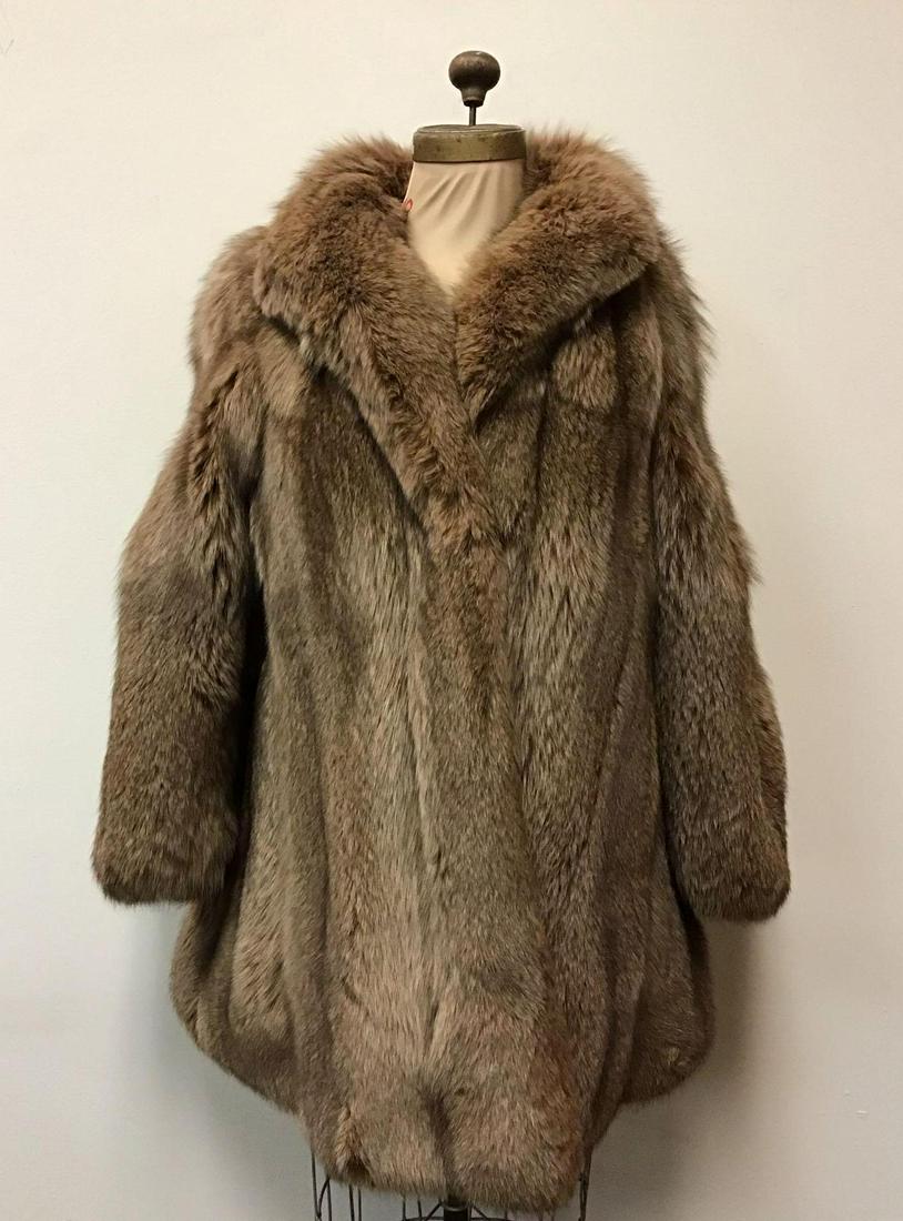 Brown Fox Fur Coat Jacket Vintage Fashion (1 of 7)