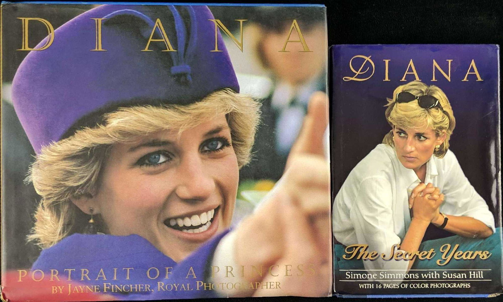 2 Hardcover Books Diana Secret Years Portrait Princess: This lot includes: (1) Diana: The Secret Years By Simone Simmons With Susan Hill. Published by Ballantine Books in 1998. Book is approx 6 1/2" x 1" x 9 1/2". Book has light shelf-wear on dust-jacket a