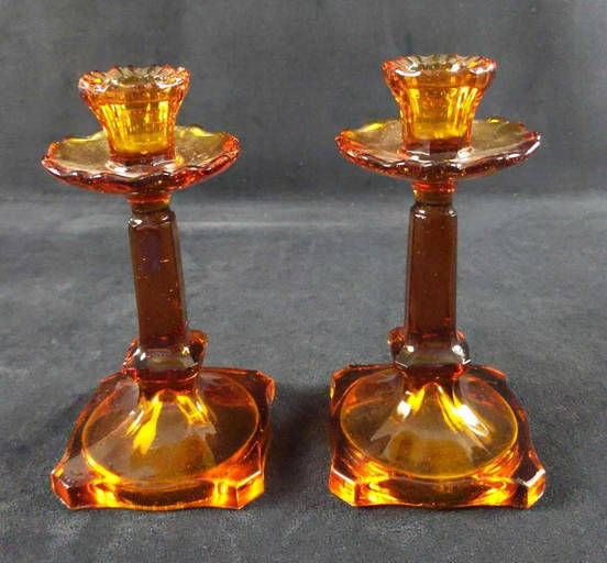 Two Vintage Amber Glass Candlesticks Jan 06, 2021 Rapid Estate