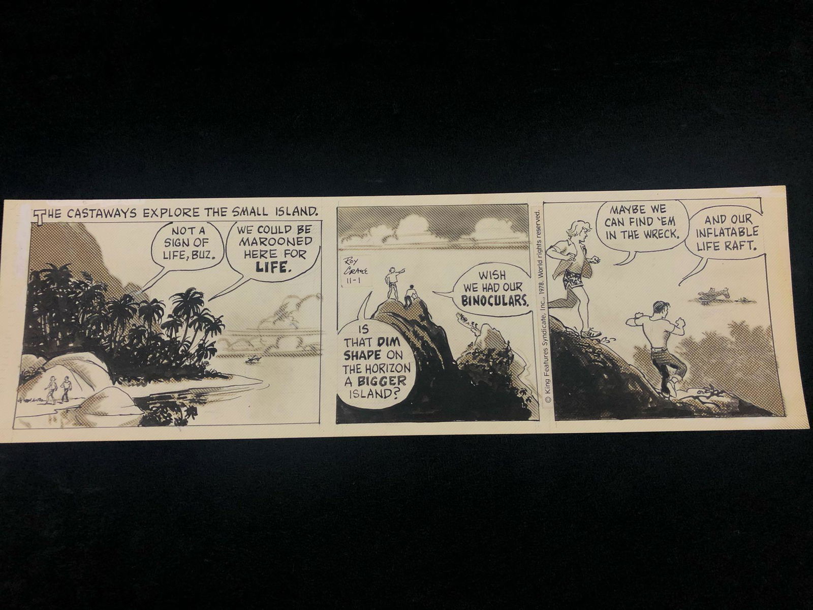 Roy Crane "Buz Sawyer" Sunday Comic Strip Original Art: Henry Schlensker (as Roy Crane) Buz Sawyer 11-1-78 16.25 x 4.75 image pencil/ink on bristol board signed in great condition. Royston Campbell Crane, who signed his work Roy Crane, was an American cart