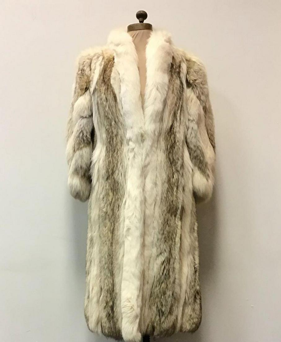 Coyote Full Length Coat with White Fox Tux (1 of 7)