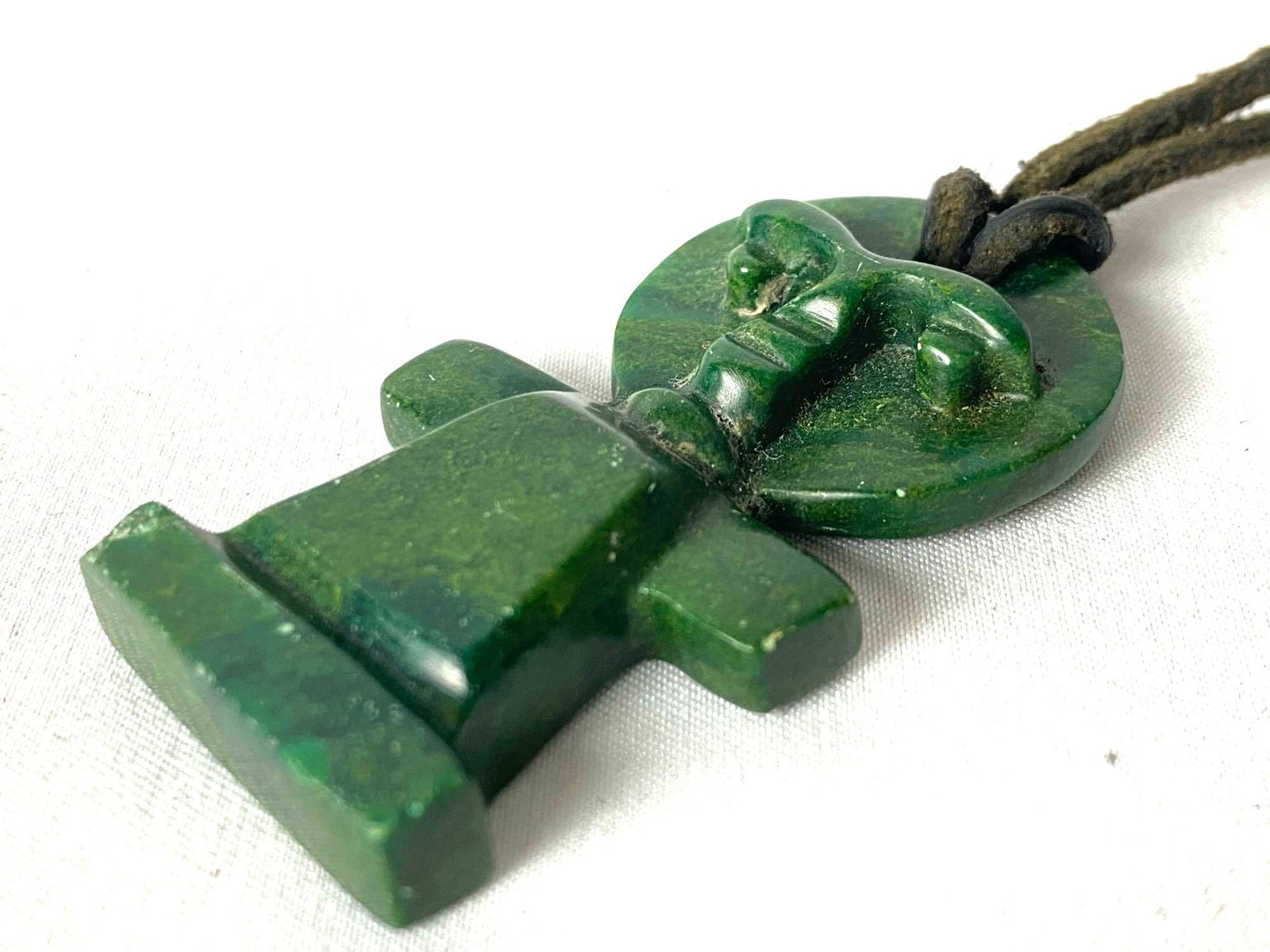 Antique Hand Carved Green Jadeite Figure Pendant &: This antique Jadeite figure set is in good condition with one small chip to the corner of the base . Please view all our pictures,they are part of our description DETAILS : Type : Pendant Maker : Hand