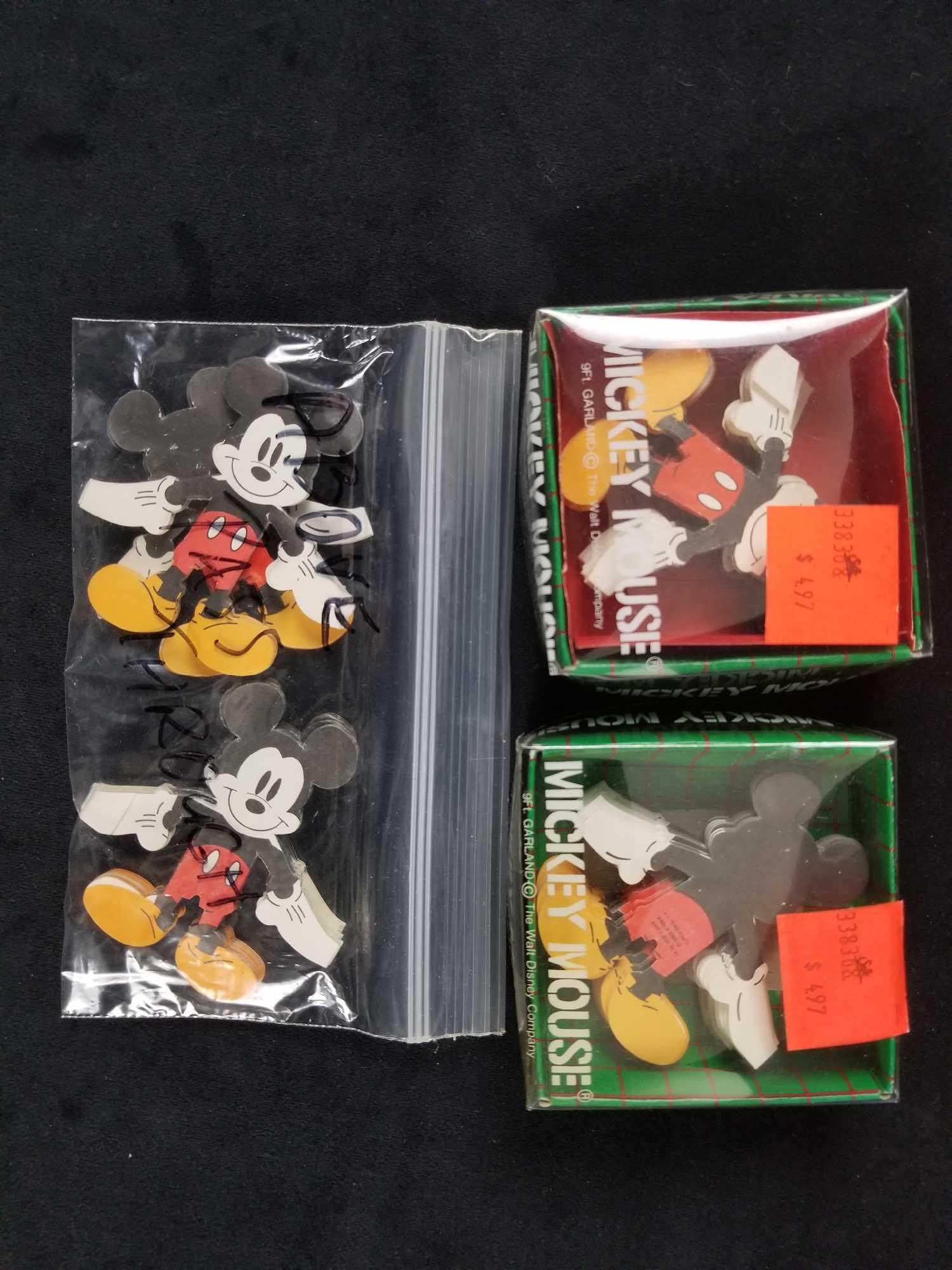 Mickey Disney Paper Garland 9 ft Lot of 3: This lot is for 3 sets of Mickey Mouse paper garland from Disney. 2 of the 3 garlands come with original packaging. All are in good used condition with no known damages. All are 3 are identical. Each 