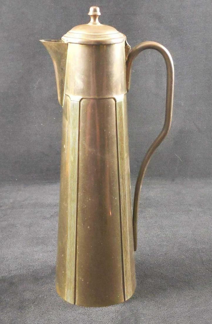 Vintage Silver Plate Copper Tea Pot Jug: Here is a tall silver-plate over copper jug by GBN. Well used jug's silver-plate has been worn down to the copper. Jug is approx 5" x 3 1/2" x 12 1/2". Along with worn silver-plate, just also has some