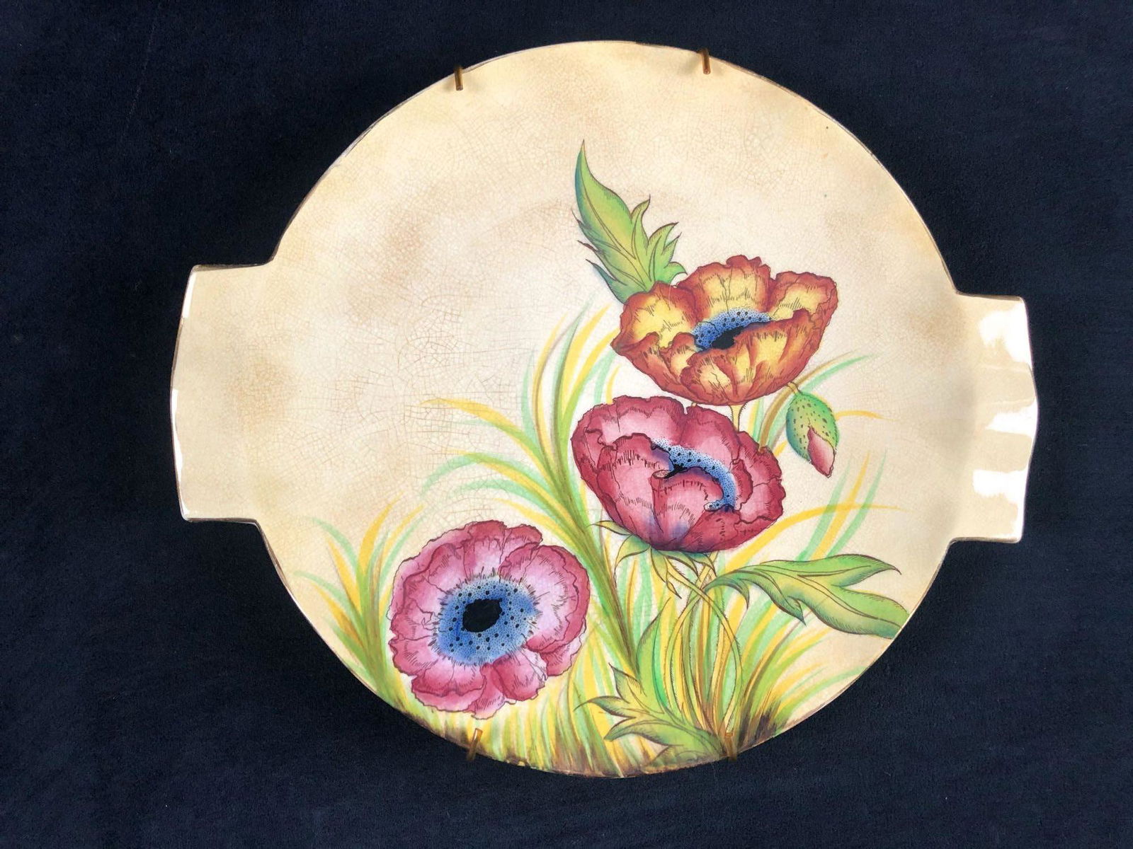 Carlton Ware England Platter Plate Poppies Yellow Wall: Carlton Ware England Platter Plate Poppies Yellow Wall Decor This is a Carlton Ware. Made in England "Trademark" The colorful poppies are beautifully painted on the yellow background. The plate has a