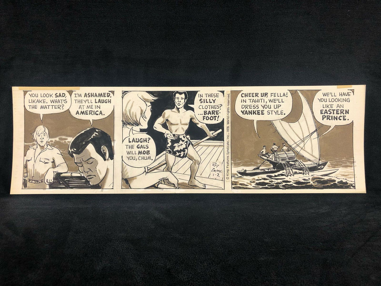 Roy Crane "Buz Sawyer" Sunday Comic Strip Original Art: Henry Schlensker (as Roy Crane) Buz Sawyer 1-2-1978 16.25 x 4.75 image pencil/ink on bristol board signed in great condition. Royston Campbell Crane, who signed his work Roy Crane, was an American car