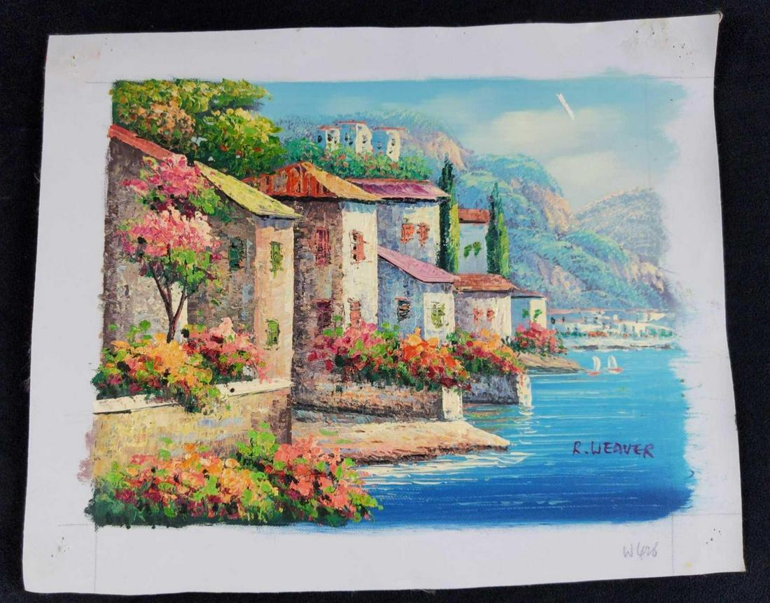 Original Oil Painting R Weaver Costal Village (1 of 7)