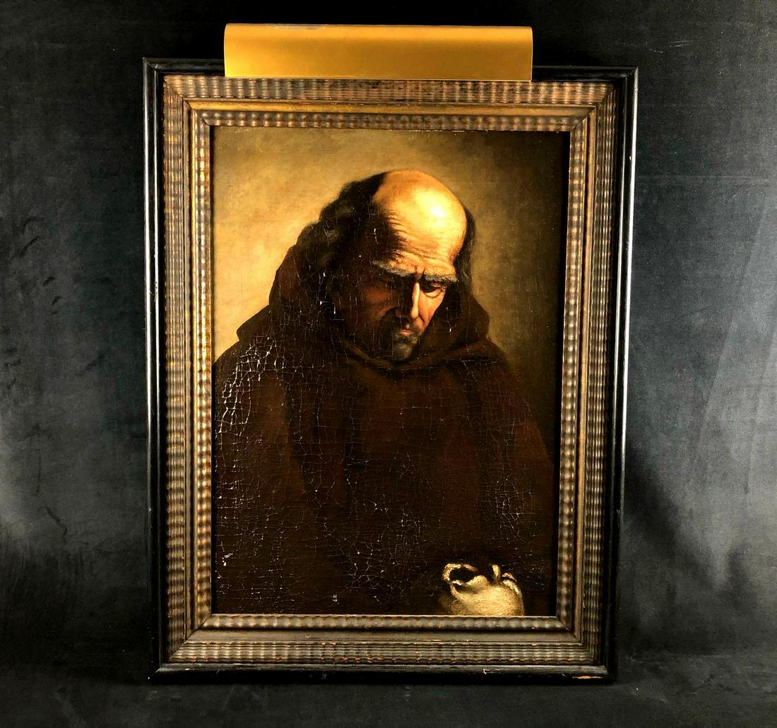 Stunning Pre lit Original Antique Framed Catholic Monk (1 of 9)