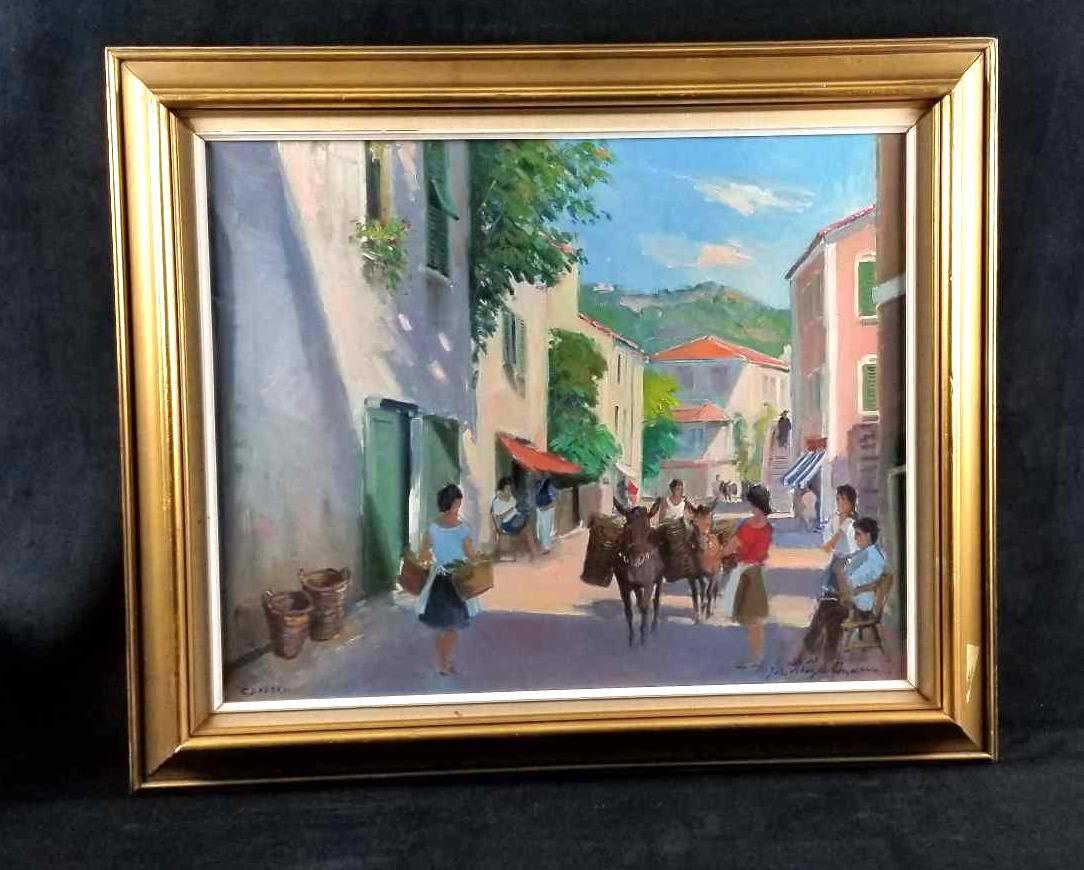 Original Signed Johan Meyers Anderson " Cavasco": Original signed painting by Johan Meyers Anderson titled "Cavasco" and the artist's signature is in the bottom right corner. Painting depicts a village life with a wonderful mountain view from the eye