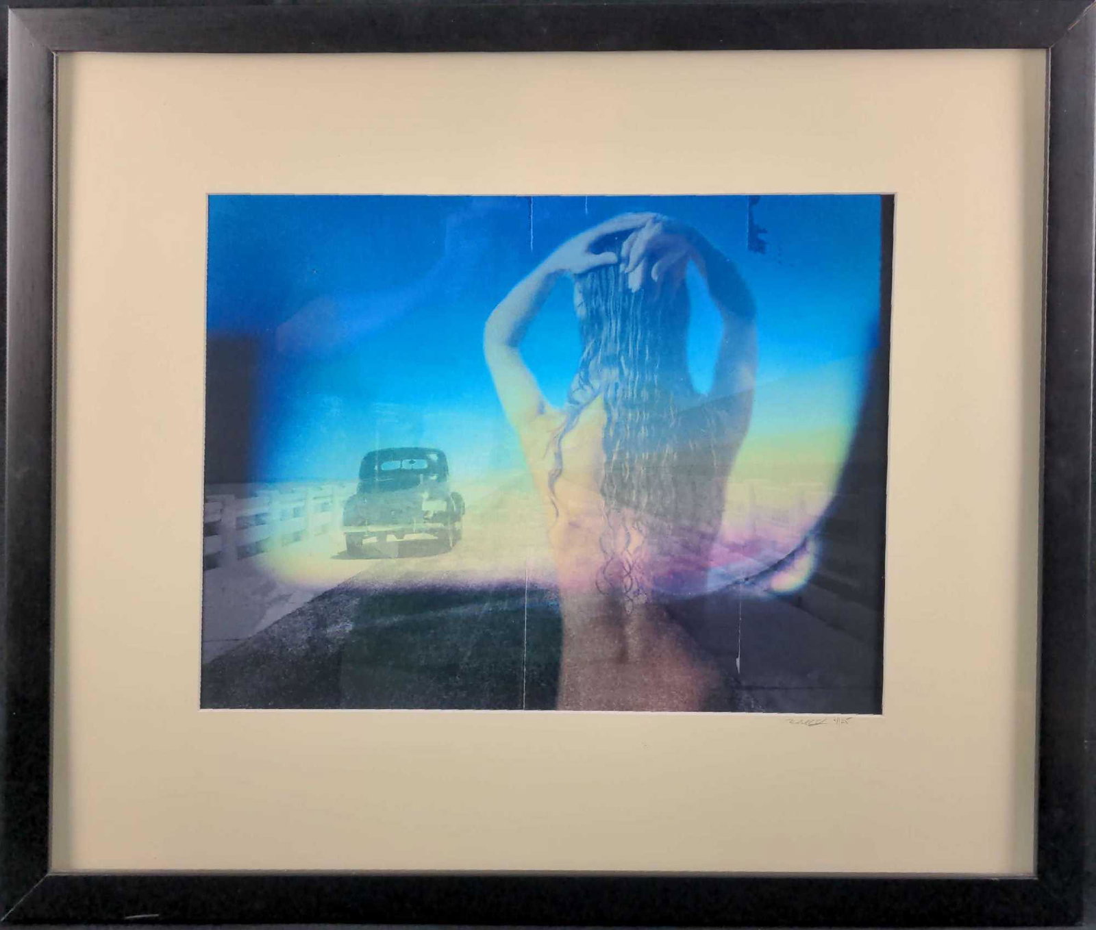 Framed Randall Smith Photo Sight Lines Nude X1: "Sight Lines" Made from scans of negatives and objects, digital files, on rag paper. Limited edition framed print #4 out of #25. Framed photo is approx 26" x 1" x 22". Photo is approx 12" x 16". Is si