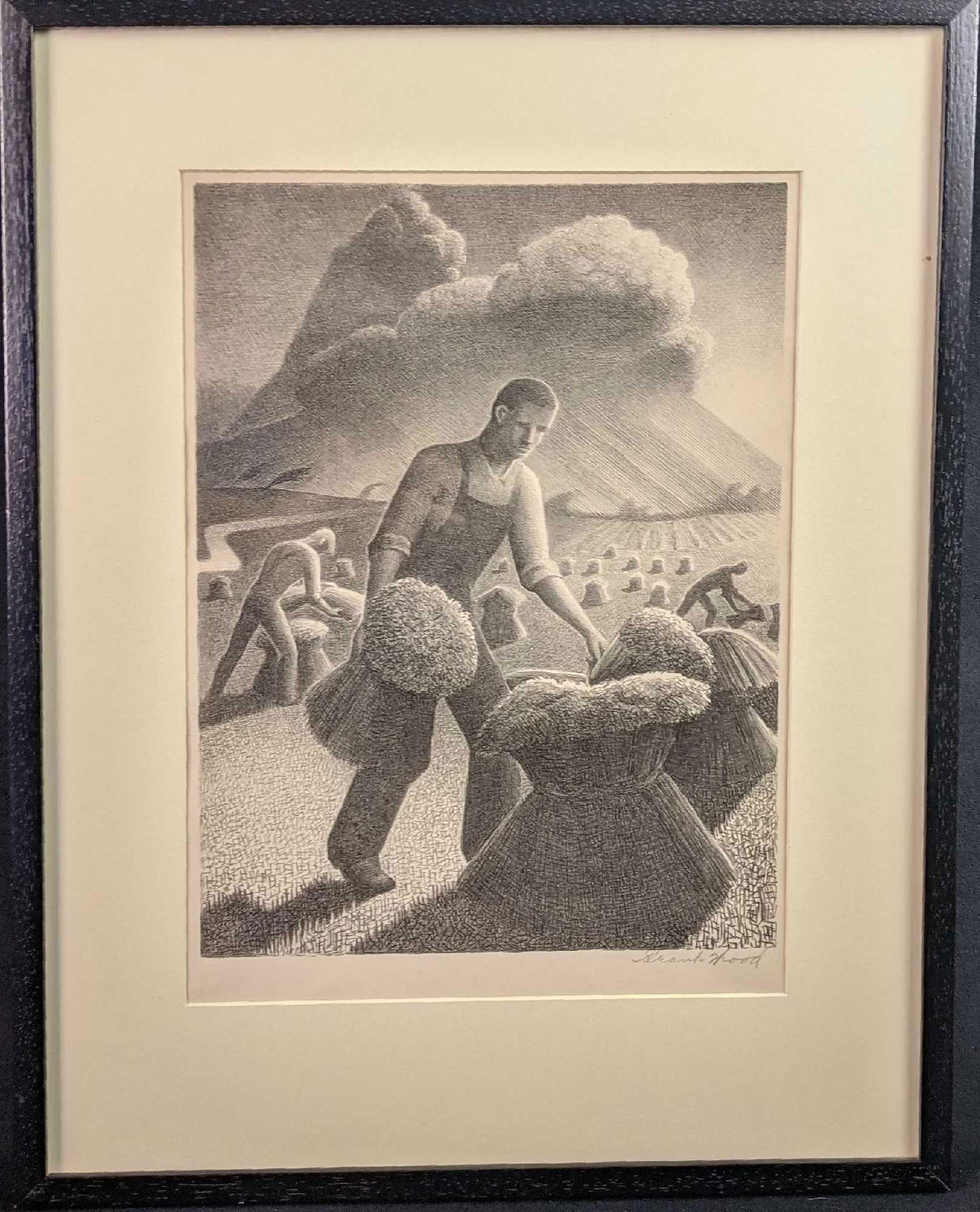 Grant Wood Signed Lithograph Approaching Storm American (1 of 6)
