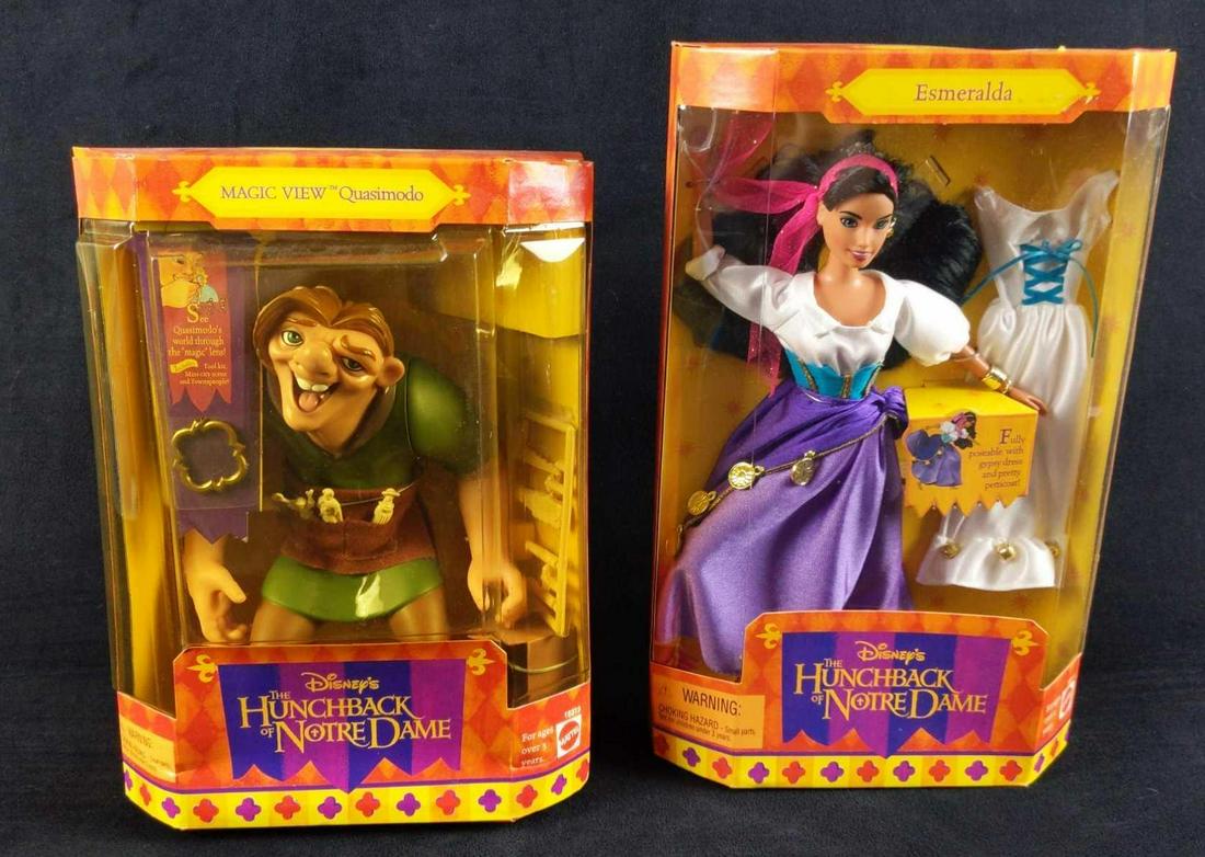 Disney Hunchback Of Notre Dame Esmeralda Quasimodo B: This lot includes: (1) Disney Hunchback Of Notre Dame Esmeralda 11.5" Fully Posable Fashion Doll. Comes in its original box which is approx 8" x 2" x 13". (1) Disney Hunchback Of Notre Dame Quasimodo.