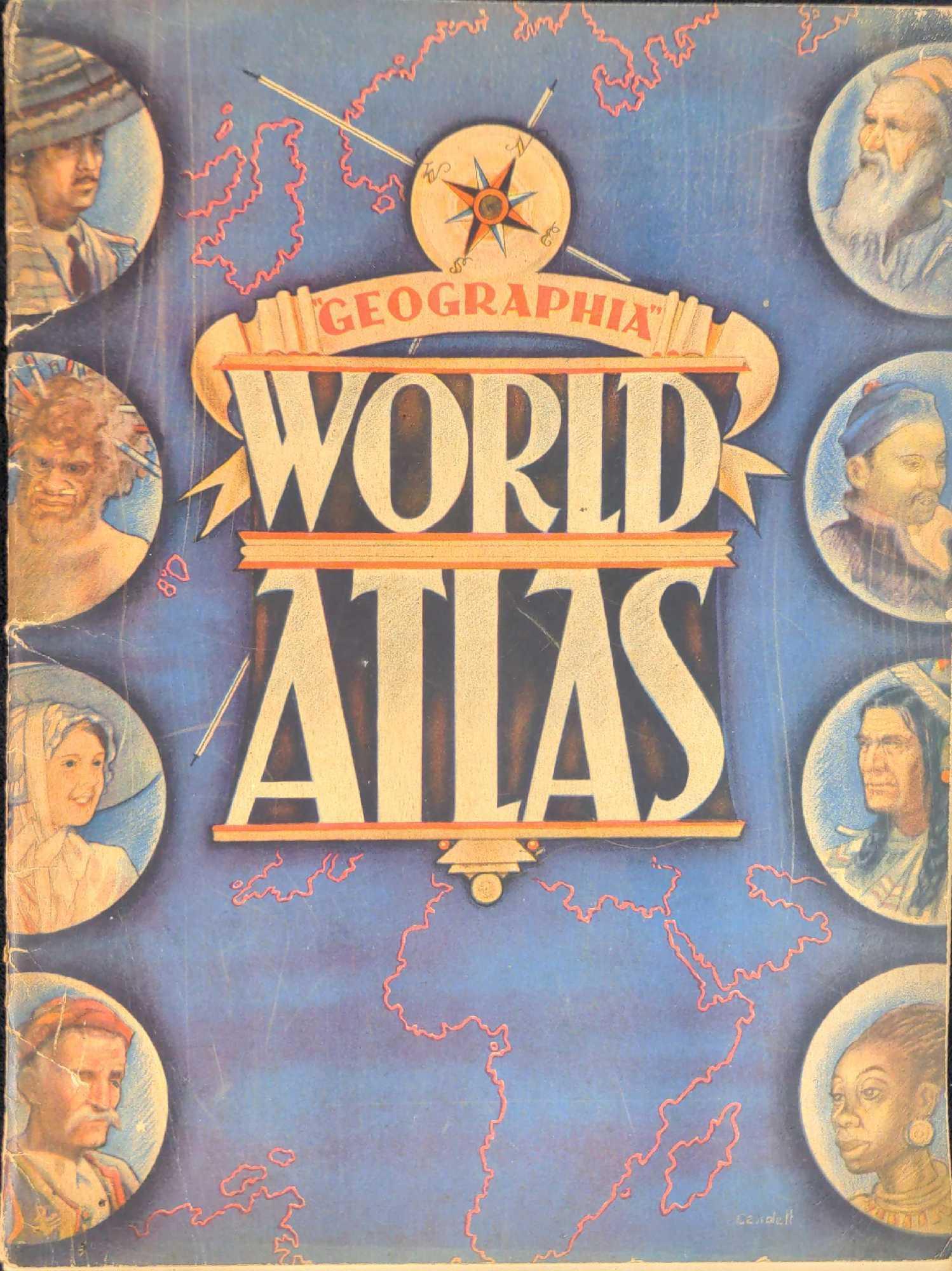 World Atlas Geographia 1930s Vintage Map Atlas: "Geographia" Atlas of the World" was published in 1939 by "Geographia" Map Co in New York and copyrighted 1939. This over-sized paperback atlas has wonderful vintage maps of every continent on the glo