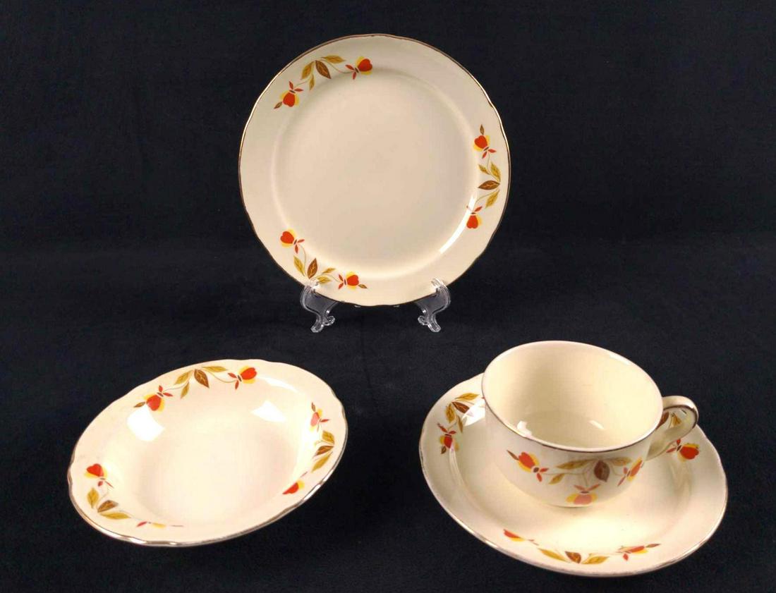Vintage Fine China Hall Dinnerware Autumn Leaf: This lot consists of vintage Hall Fine China with the "Autumn Leaf" design. This was released from 1933 - 1976: (6) Bowl. These are approx 5 1/2" x 5 1/2" x 1". (6) Bread And Butter Plates. These are 