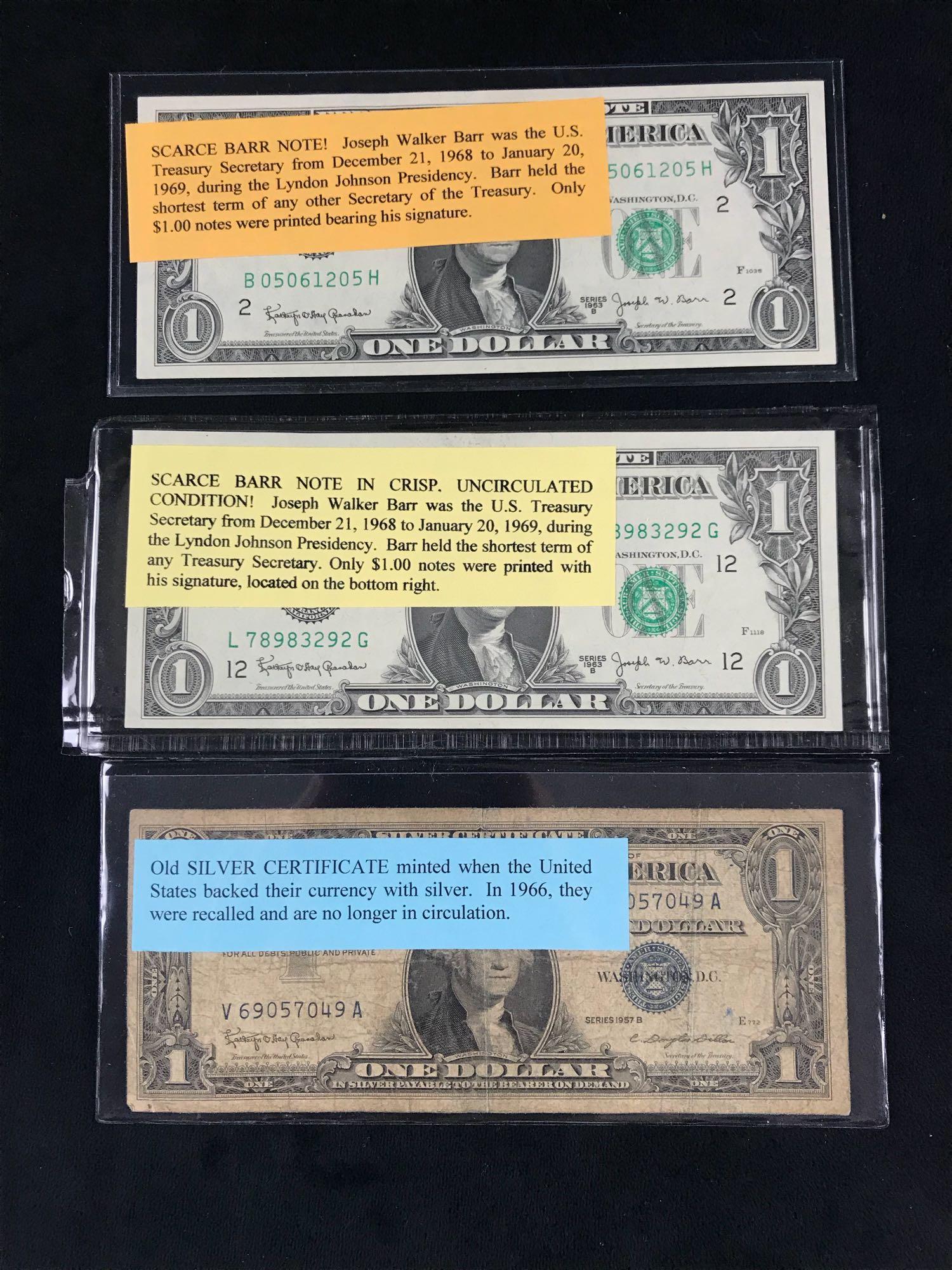 2 Scarce Barr Note and 1 Silver Certificate (1 of 4)