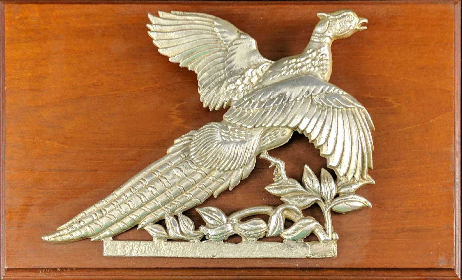 Vintage Silverplate Over Brass Pheasant On Wood (1 of 10)