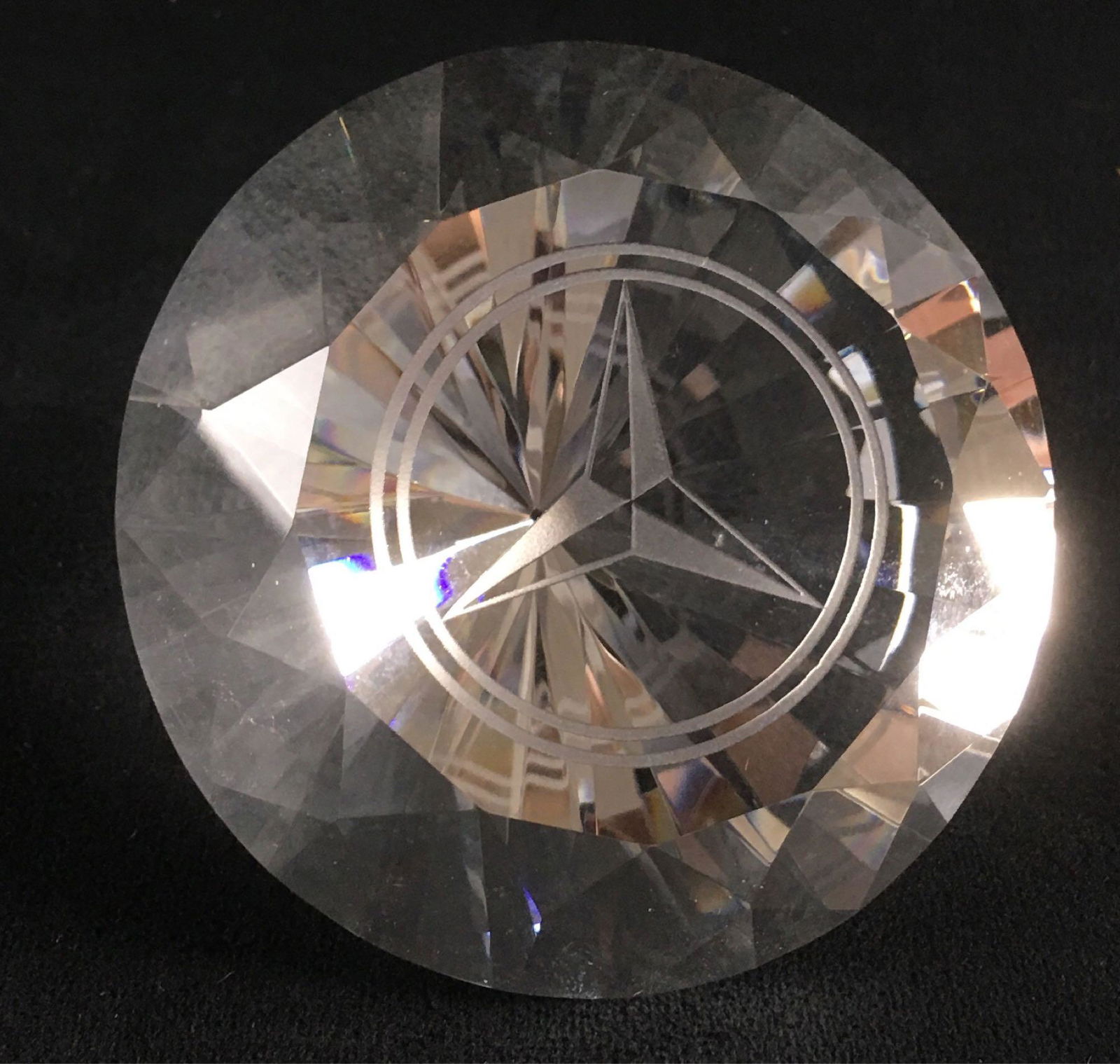 Large Clear Diamond Cut Crystal Paperweight Showing the (1 of 5)