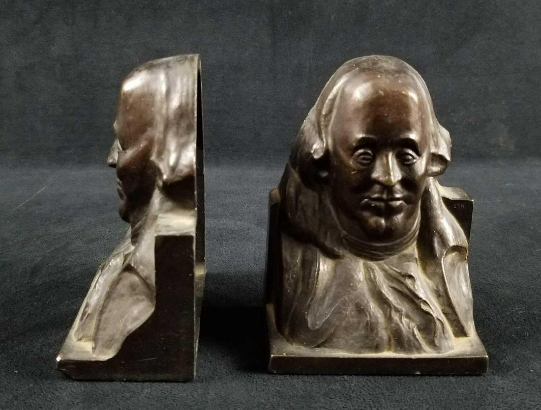 Pair of Benjamin Franklin Die Castings Bookends 1922 (1 of 9)