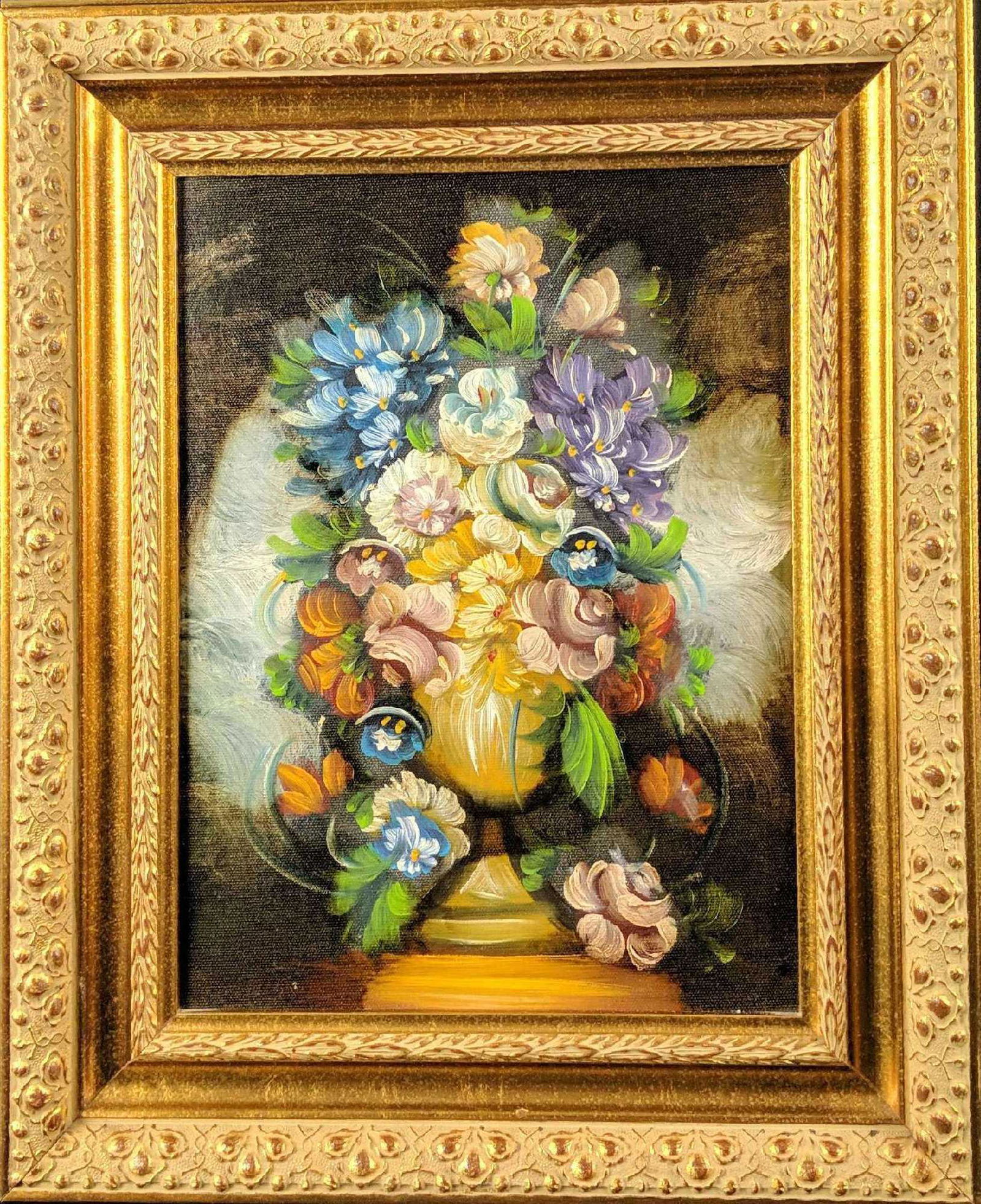 Original Framed Oil On Canvas Vase Of Flowers U1 (1 of 6)
