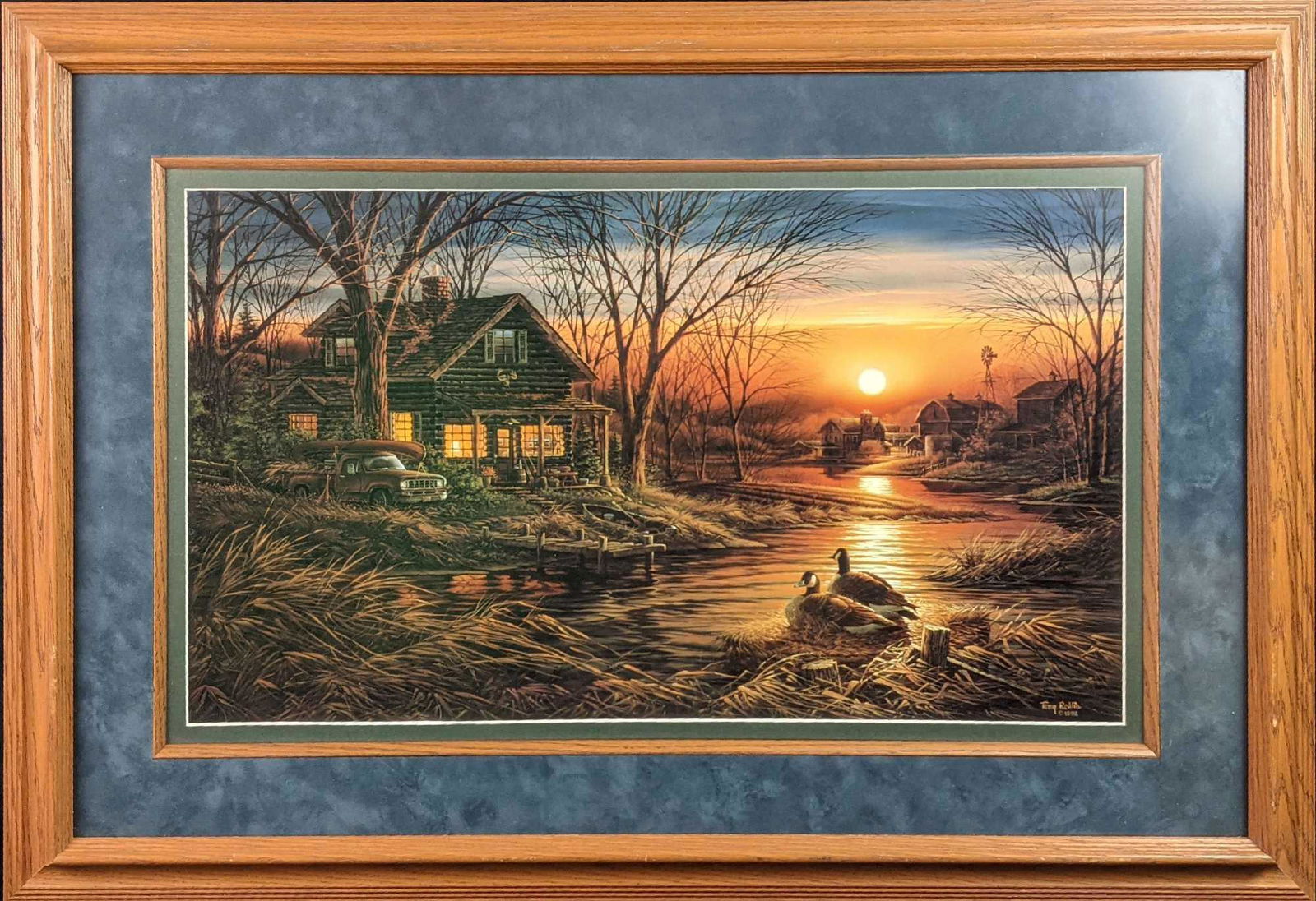Terry Redlin Framed Print Tranquil Retreat: Terry Redlin Framed Print of "Tranquil Retreat". Was released in 1992. Framed print is approx 32 1/2" x 2" x 22". The print is approx 23" x 13". The framed print is in a good, used condition. The prin