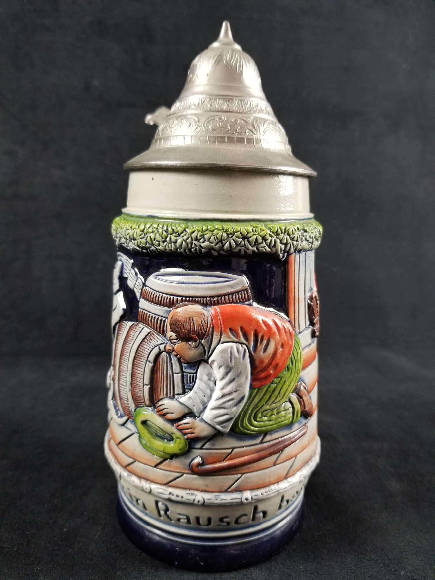A Noisy Flight German Beer Stein with Pewter Lid (1 of 5)