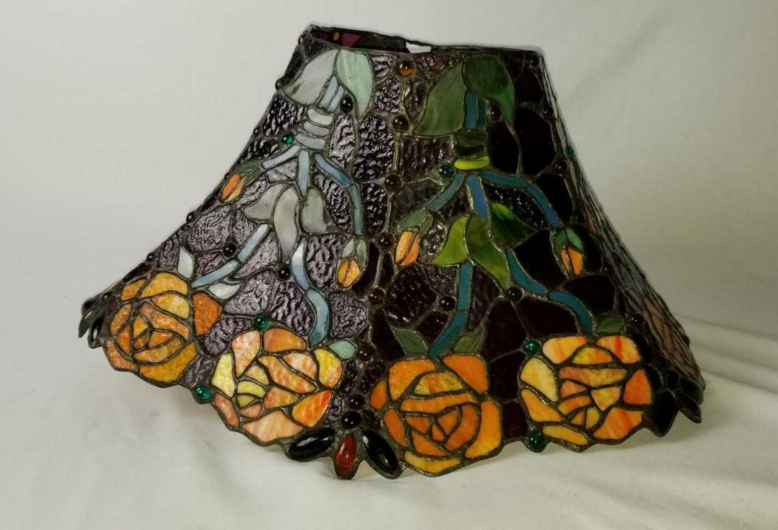 Floral Stained Glass Mosaic Tiffany Style Lamp Shade (1 of 7)