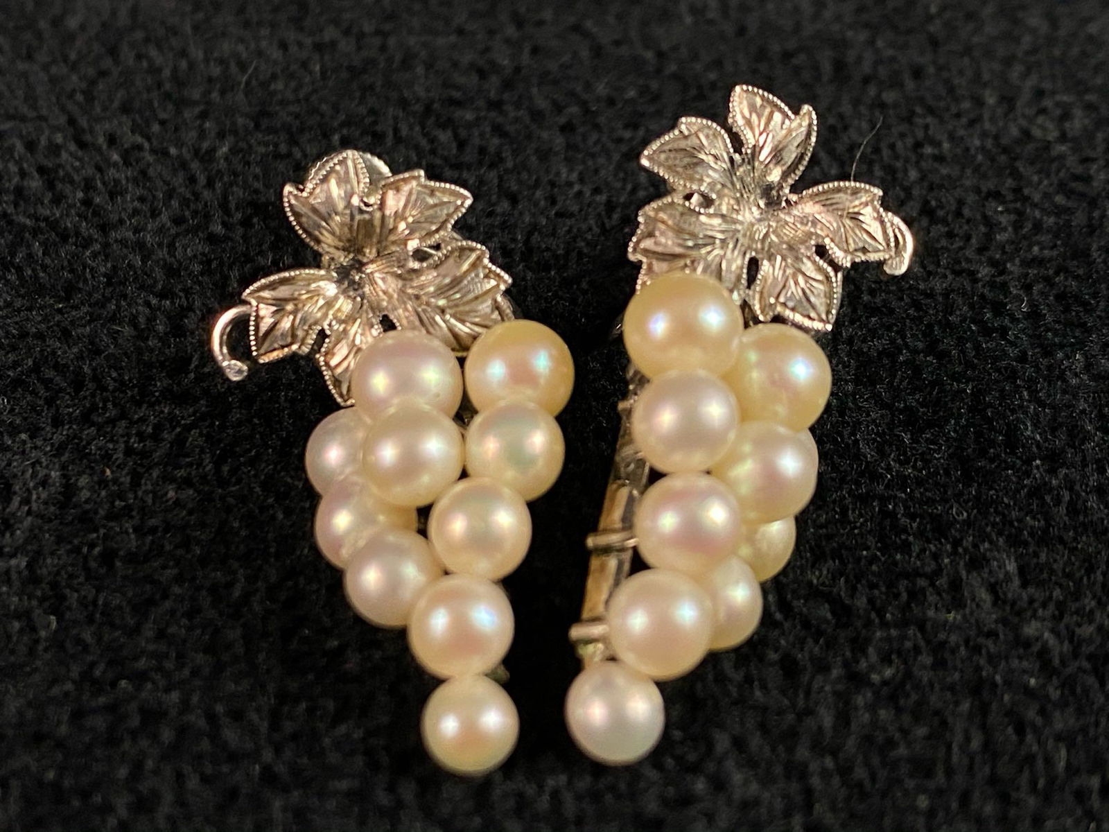 Vintage Signed Mikimoto Sterling Screw Back Grape (1 of 7)