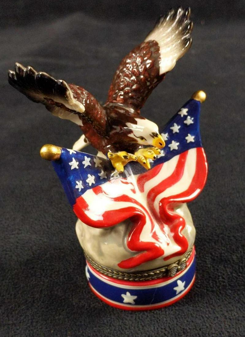 Ceramic Eagle With American Flag Trinket Box (1 of 7)