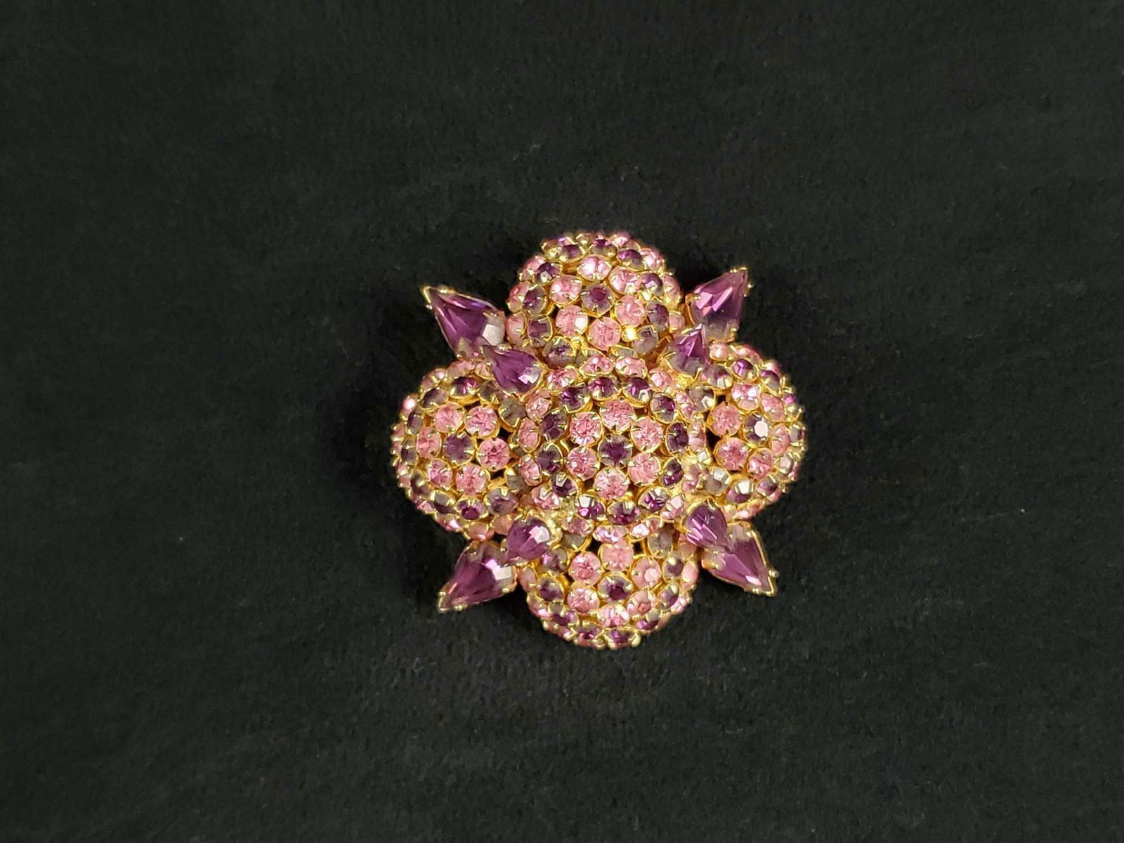 Vintage Warner Pink And Purple Rhinestone Brooch (1 of 7)