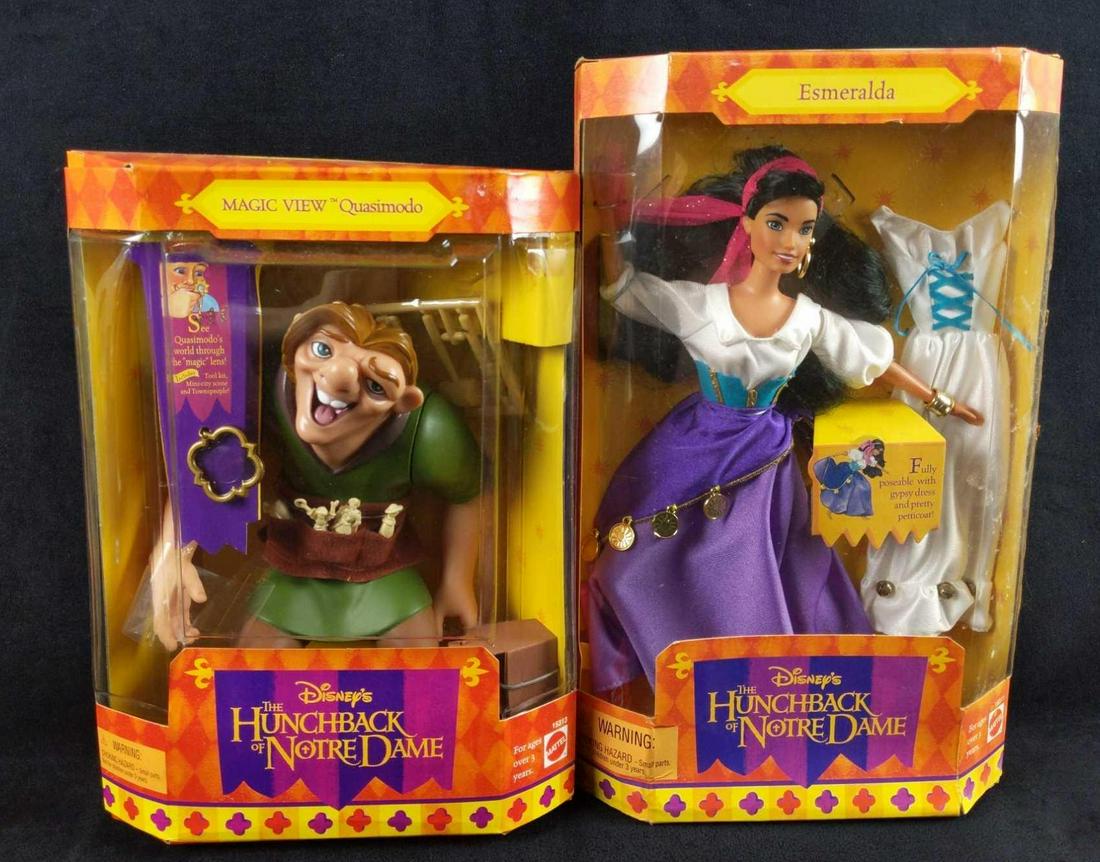 Disney Hunchback Of Notre Dame Esmeralda Quasimodo: This lot includes: (1) Disney Hunchback Of Notre Dame Esmeralda 11.5" Fully Posable Fashion Doll. Comes in its original box which is approx 8" x 2" x 13". (1) Disney Hunchback Of Notre Dame Quasimodo.