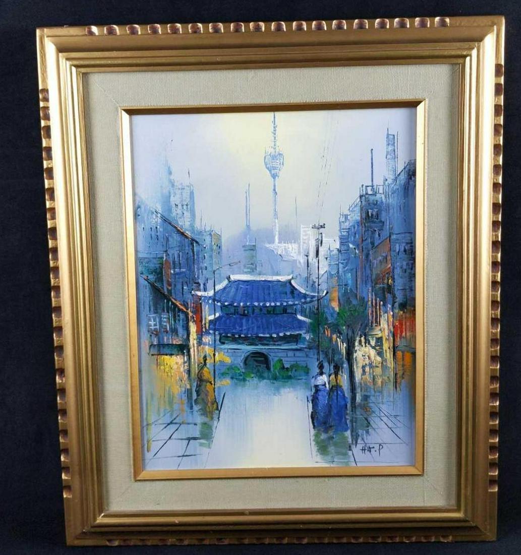 Vintage Framed Oil On Canvas Seoul Soth Korea (1 of 6)