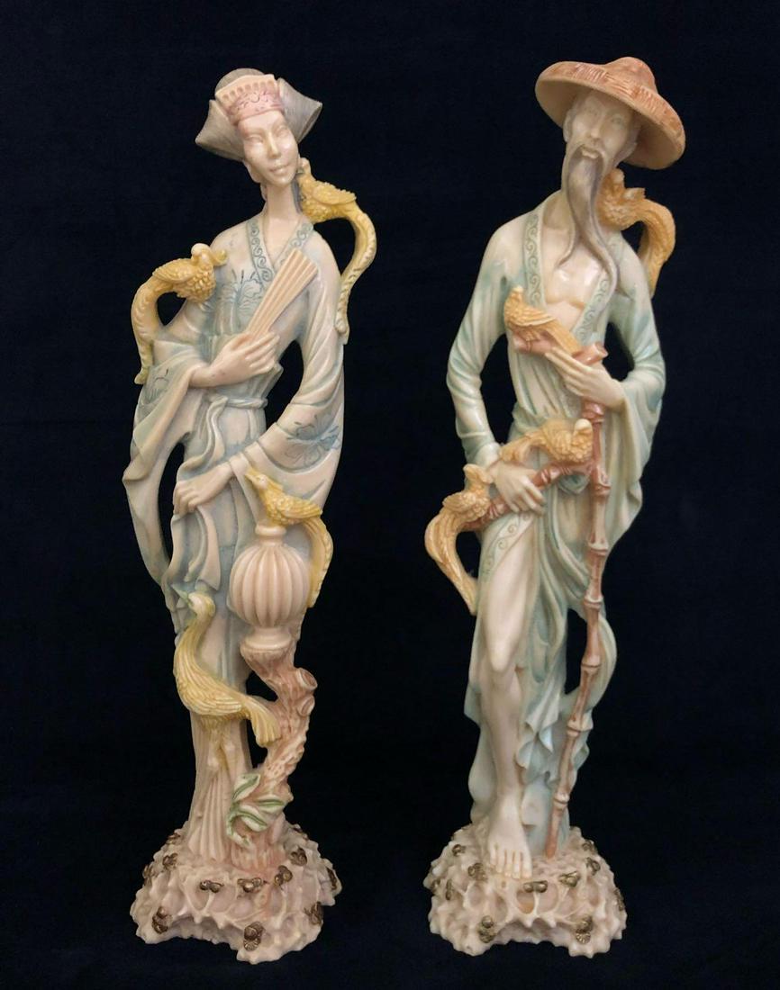 A Lot Of 2 Soapstone Japanese Statue Man Women (1 of 11)
