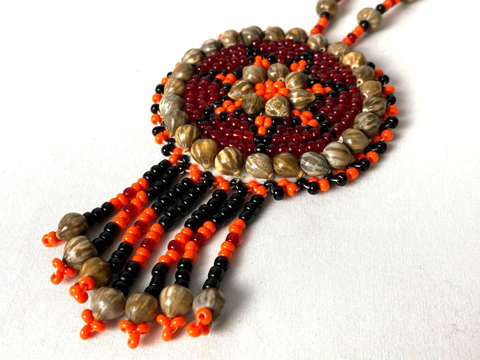 Vintage Native American Handmade Red Orange Glass (1 of 7)