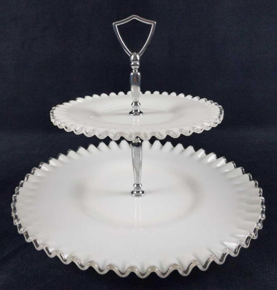 Fenton White Milk Glass Two Tier Serinv Tray (1 of 8)