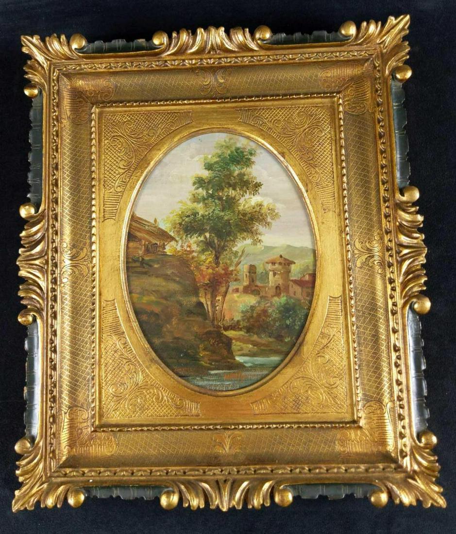 Framed Original Vintage Oil On Panel Village (1 of 6)