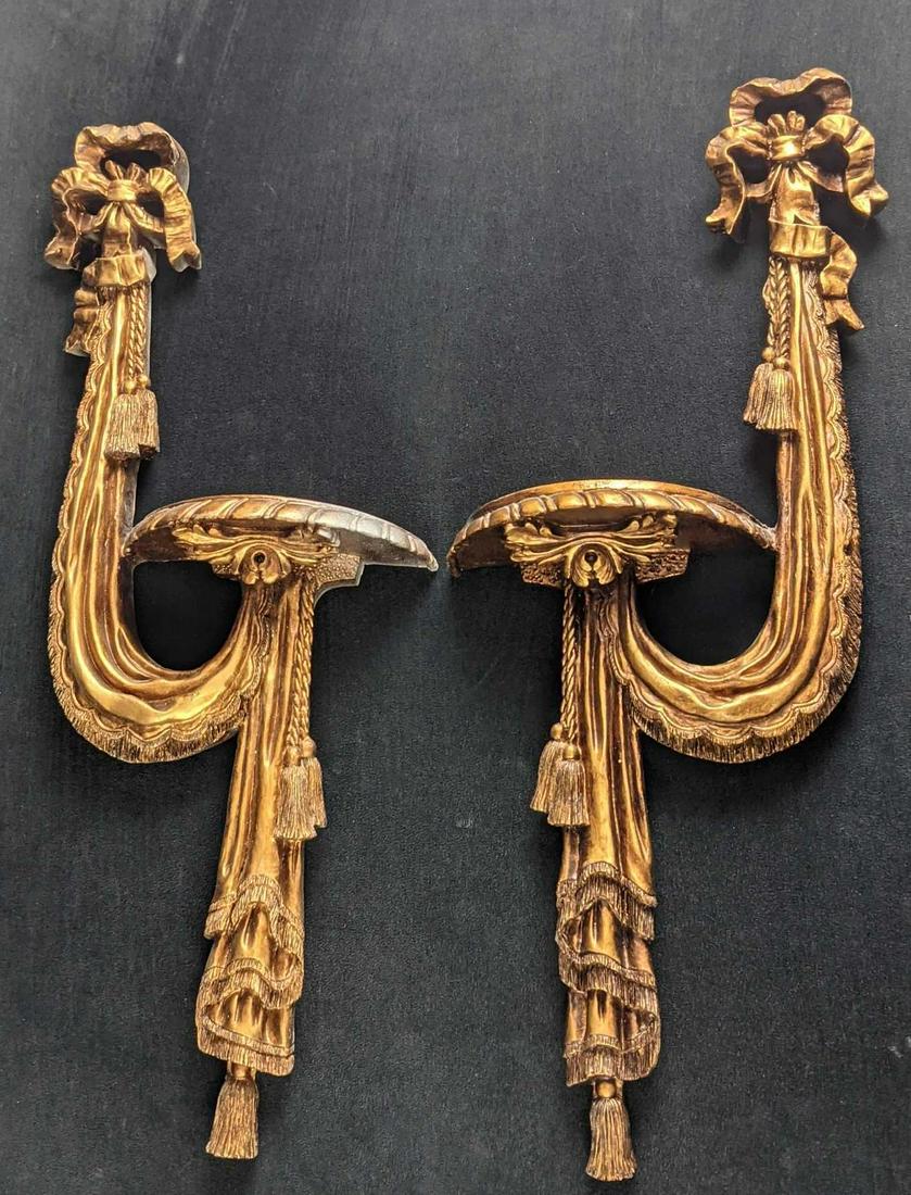 Pair Of Vintage European Style Gold Floral Wall Shelves (1 of 7)