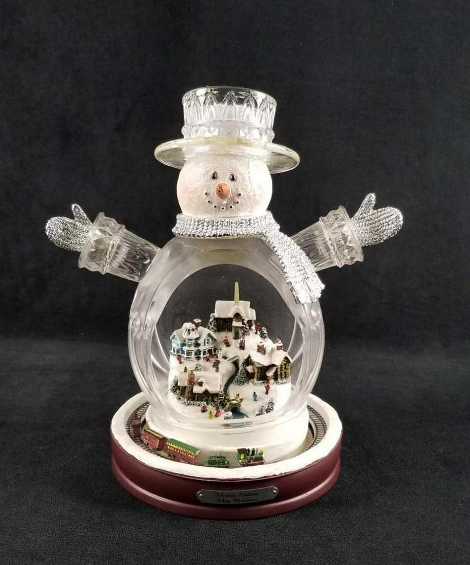 Thomas Kinkade White Christmas Snowman Train Globe (1 of 11)