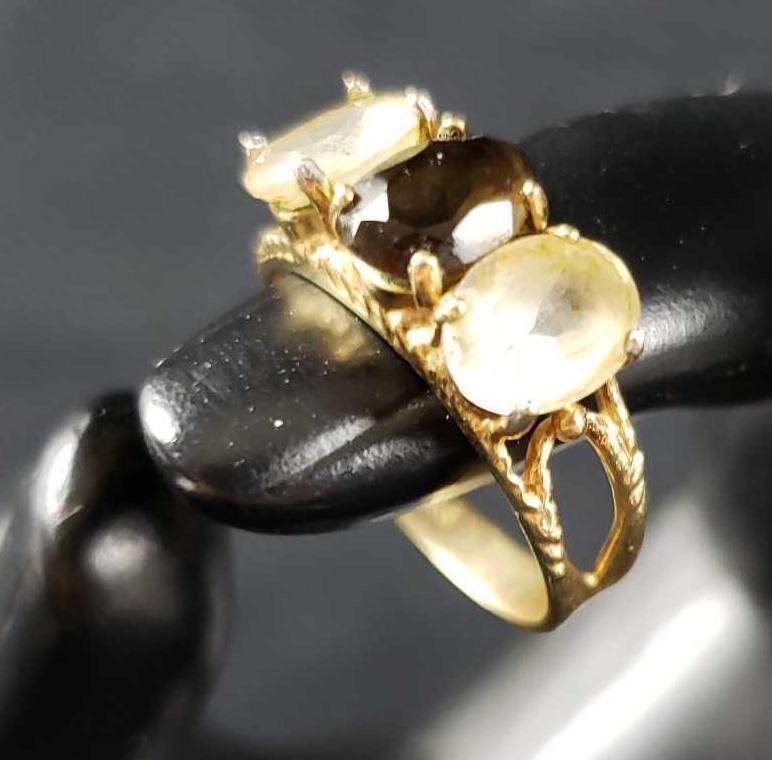 White Quartz and Smoky Topaz Ring with 10k Gold Band (1 of 7)