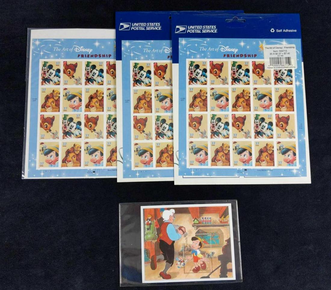 Four Disney Lion King Donald Duck Stamp Sheets (1 of 6)